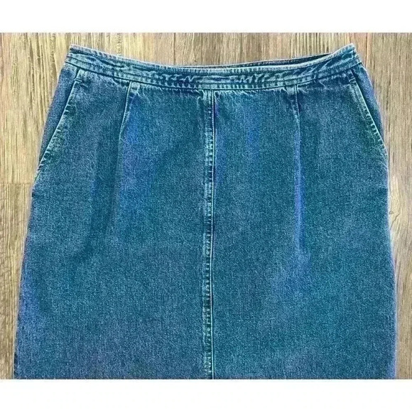 Jones New York Skirt Women’s Sz 10P Country Denim Jean Maxi Back Slit Vtg - Picture 7 of 13
